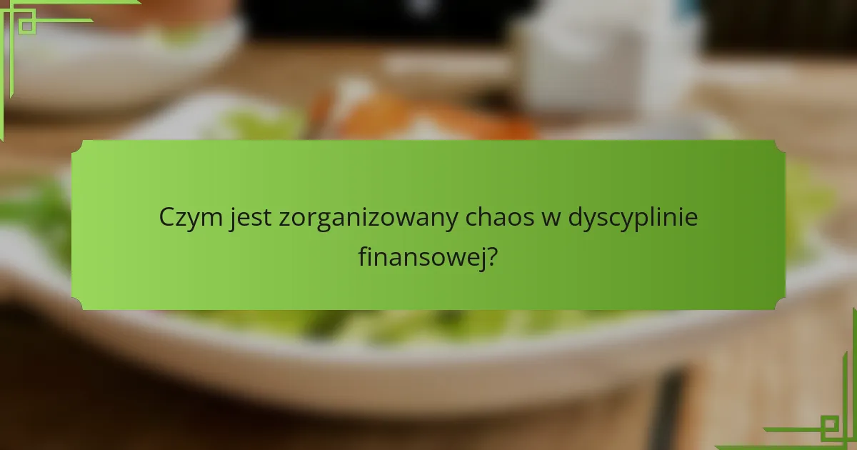Czym jest zorganizowany chaos w dyscyplinie finansowej?