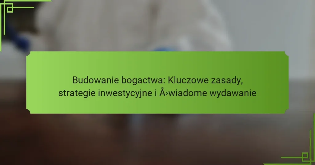 Budowanie bogactwa: Kluczowe zasady, strategie inwestycyjne i świadome wydawanie