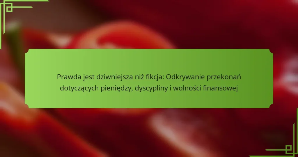 Prawda jest dziwniejsza niż fikcja: Odkrywanie przekonań dotyczących pieniędzy, dyscypliny i wolności finansowej