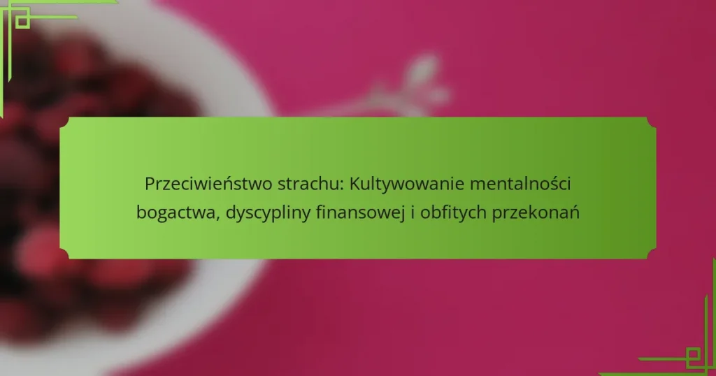 Przeciwieństwo strachu: Kultywowanie mentalności bogactwa, dyscypliny finansowej i obfitych przekonań