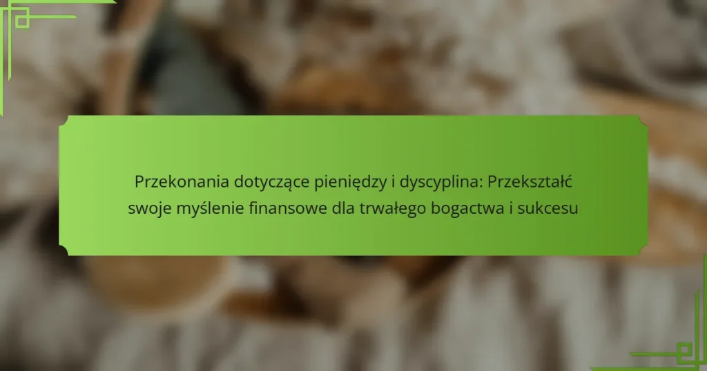 Przekonania dotyczące pieniędzy i dyscyplina: Przekształć swoje myślenie finansowe dla trwałego bogactwa i sukcesu