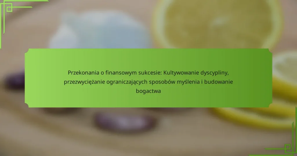 Przekonania o finansowym sukcesie: Kultywowanie dyscypliny, przezwyciężanie ograniczających sposobów myślenia i budowanie bogactwa
