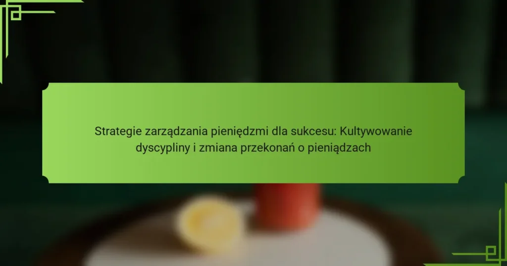Strategie zarządzania pieniędzmi dla sukcesu: Kultywowanie dyscypliny i zmiana przekonań o pieniądzach