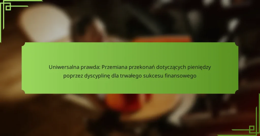 Uniwersalna prawda: Przemiana przekonań dotyczących pieniędzy poprzez dyscyplinę dla trwałego sukcesu finansowego