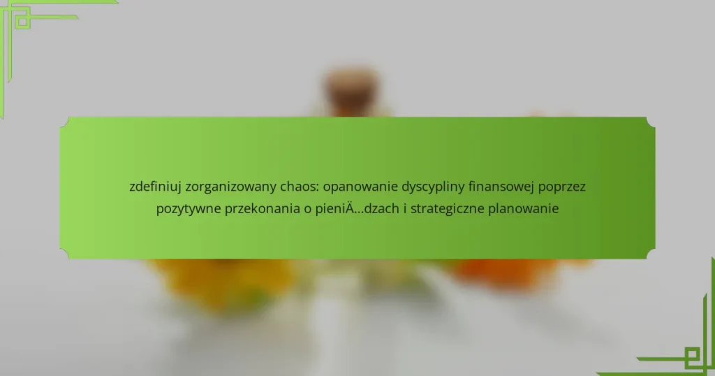 zdefiniuj zorganizowany chaos: opanowanie dyscypliny finansowej poprzez pozytywne przekonania o pieniądzach i strategiczne planowanie