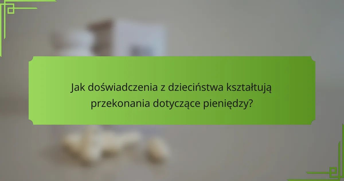 Jak doświadczenia z dzieciństwa kształtują przekonania dotyczące pieniędzy?