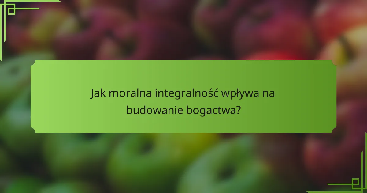 Jak moralna integralność wpływa na budowanie bogactwa?