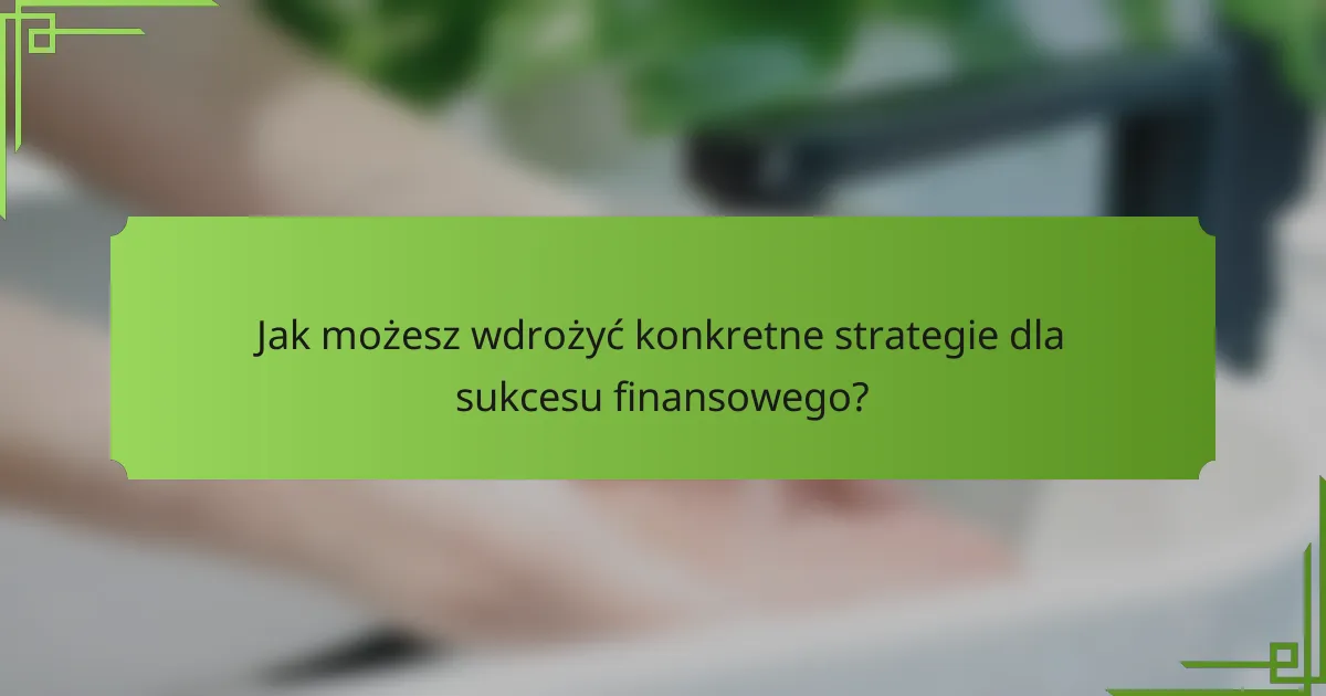 Jak możesz wdrożyć konkretne strategie dla sukcesu finansowego?