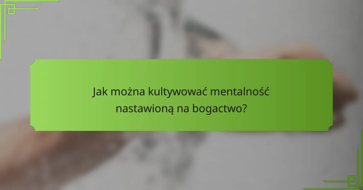 Jak można kultywować mentalność nastawioną na bogactwo?