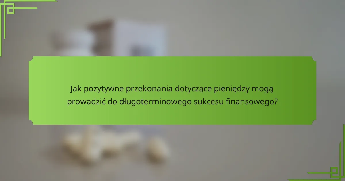 Jak pozytywne przekonania dotyczące pieniędzy mogą prowadzić do długoterminowego sukcesu finansowego?