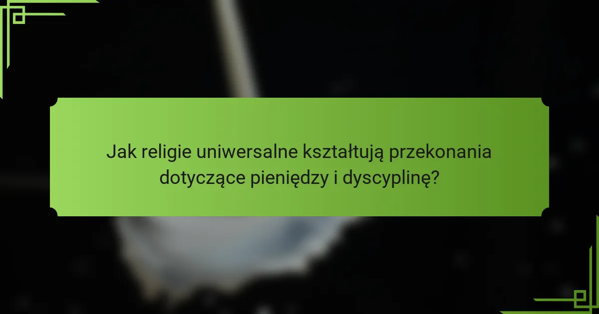 Jak religie uniwersalne kształtują przekonania dotyczące pieniędzy i dyscyplinę?