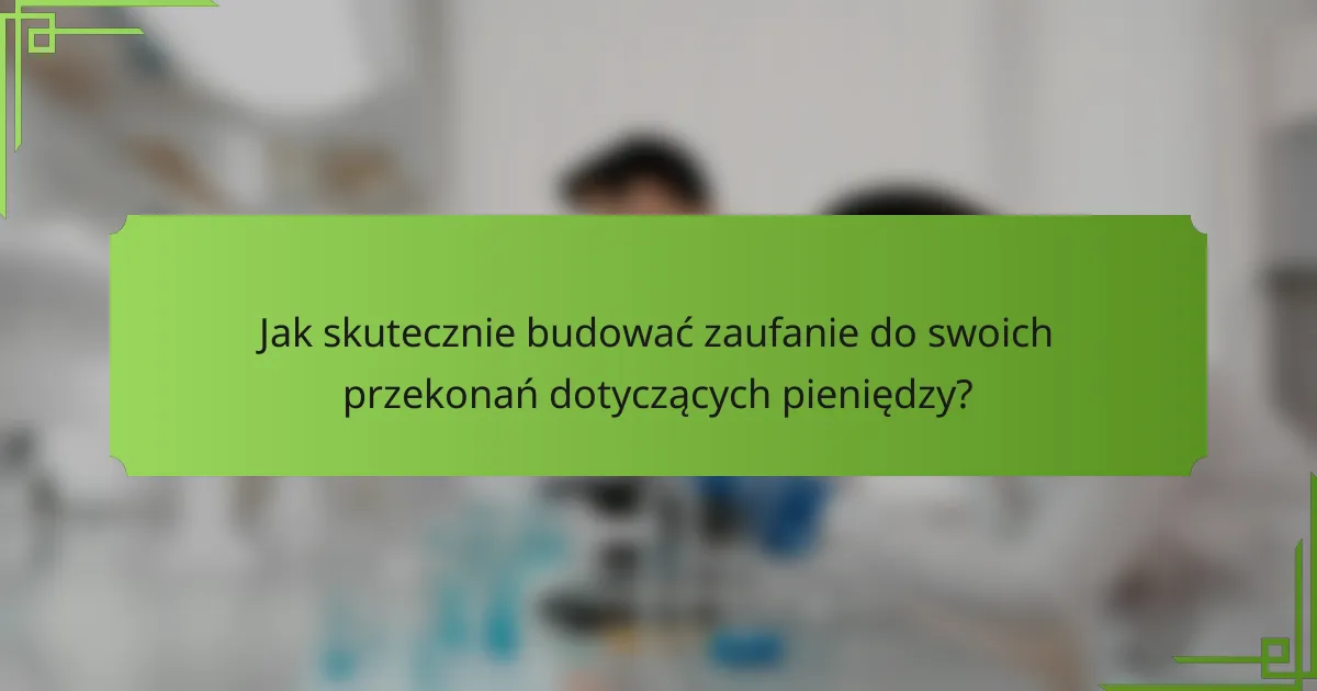 Jak skutecznie budować zaufanie do swoich przekonań dotyczących pieniędzy?