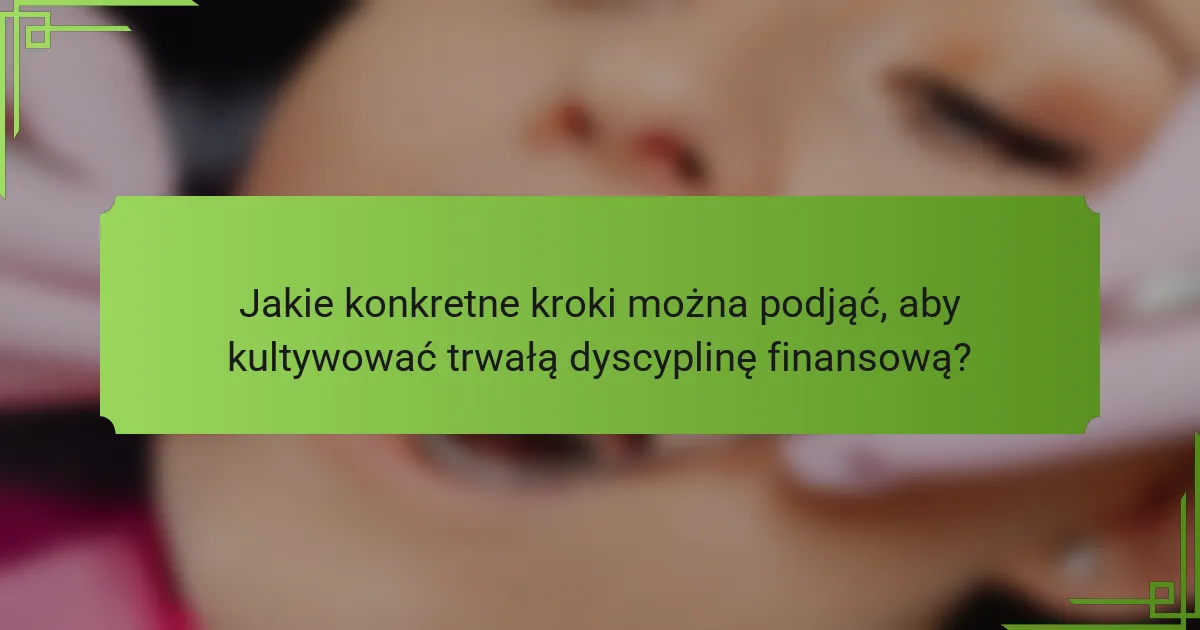 Jakie konkretne kroki można podjąć, aby kultywować trwałą dyscyplinę finansową?