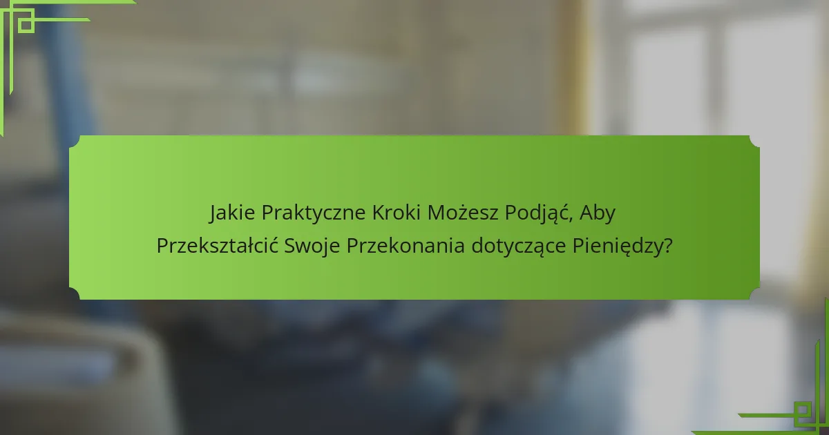 Jakie Praktyczne Kroki Możesz Podjąć, Aby Przekształcić Swoje Przekonania dotyczące Pieniędzy?
