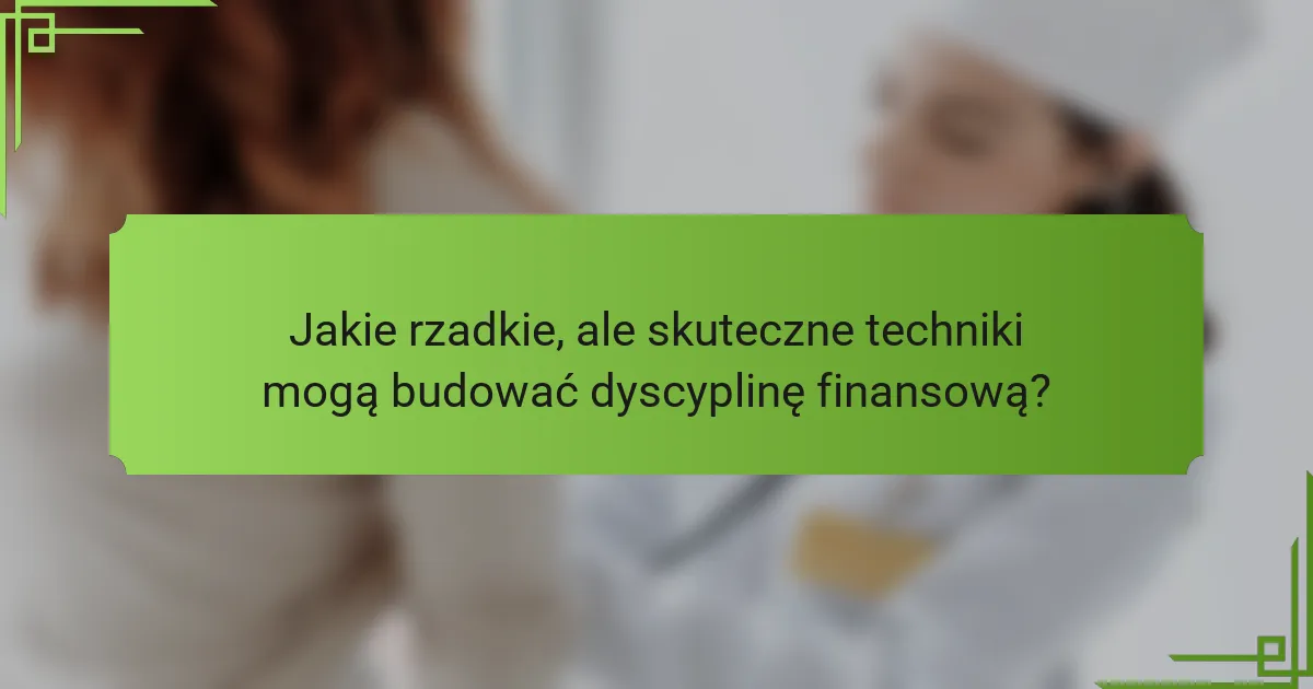 Jakie rzadkie, ale skuteczne techniki mogą budować dyscyplinę finansową?