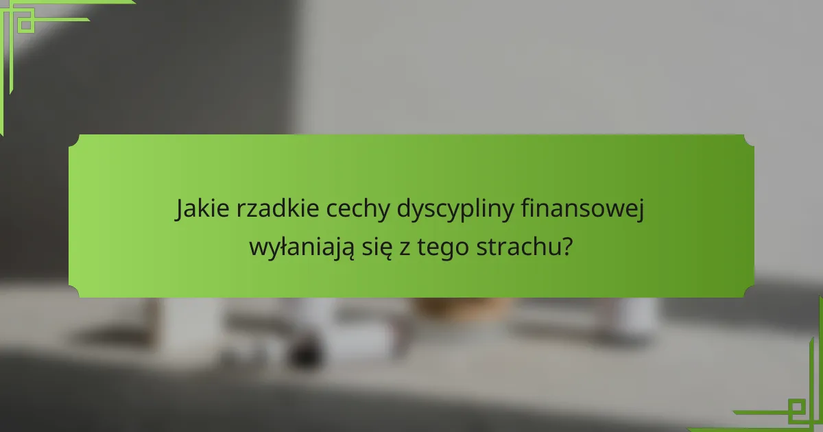 Jakie rzadkie cechy dyscypliny finansowej wyłaniają się z tego strachu?