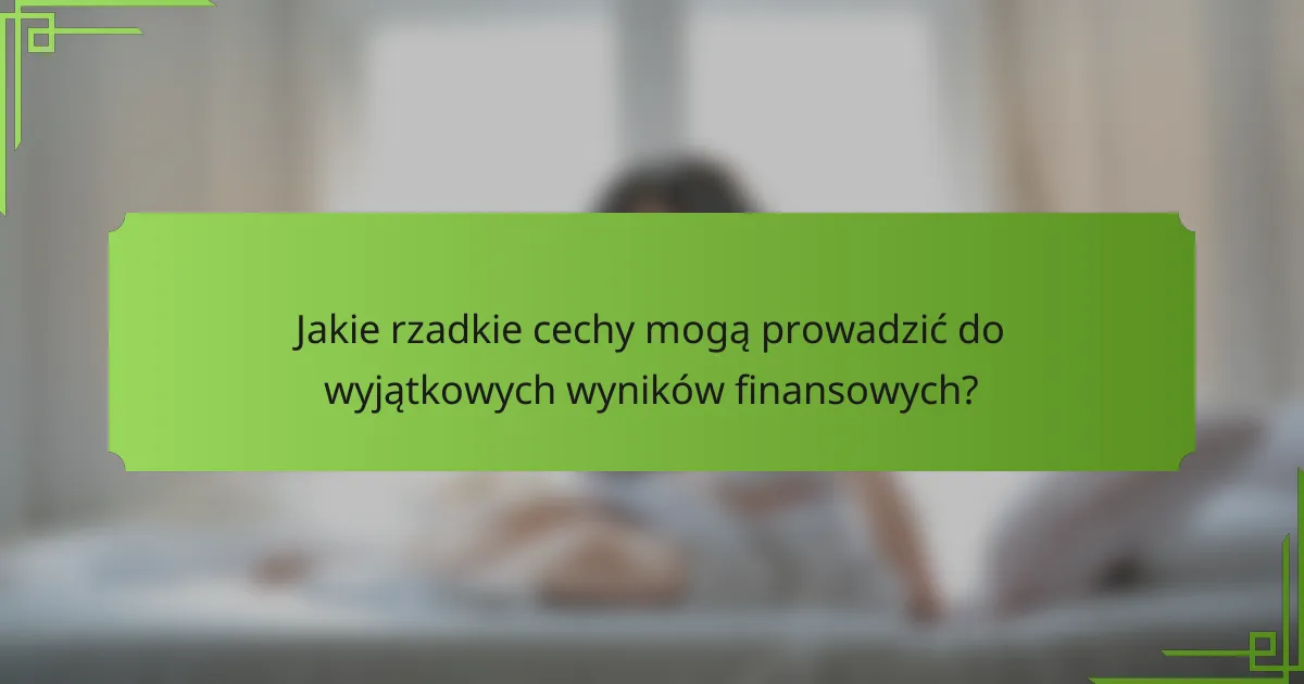 Jakie rzadkie cechy mogą prowadzić do wyjątkowych wyników finansowych?