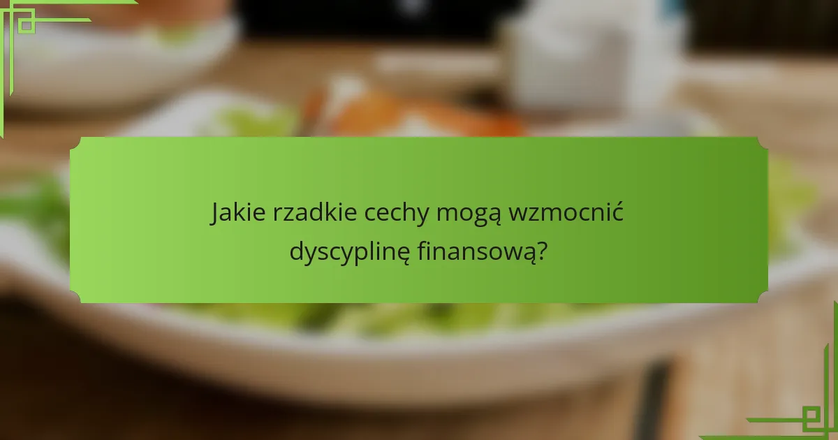 Jakie rzadkie cechy mogą wzmocnić dyscyplinę finansową?