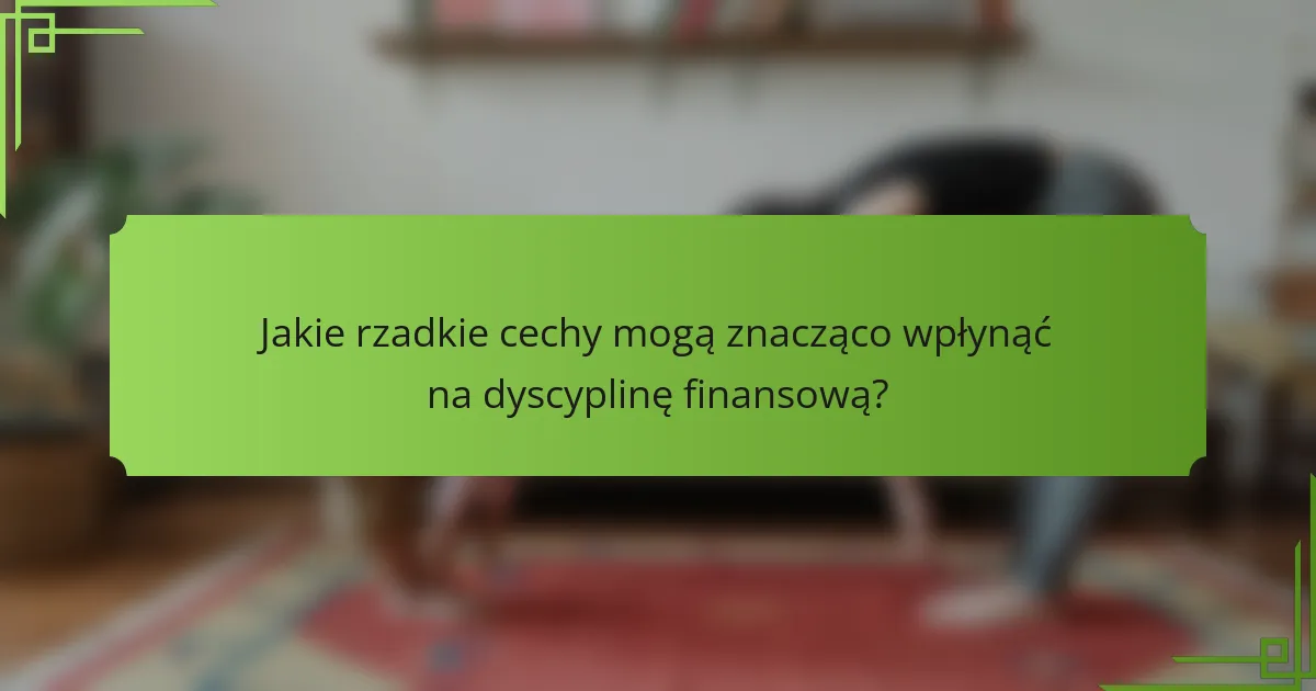 Jakie rzadkie cechy mogą znacząco wpłynąć na dyscyplinę finansową?