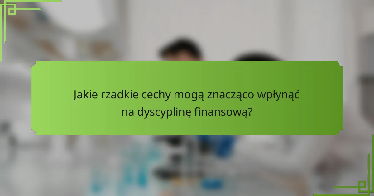 Jakie rzadkie cechy mogą znacząco wpłynąć na dyscyplinę finansową?
