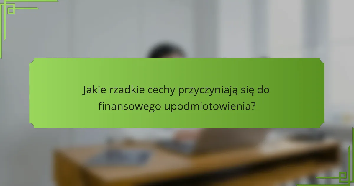 Jakie rzadkie cechy przyczyniają się do finansowego upodmiotowienia?