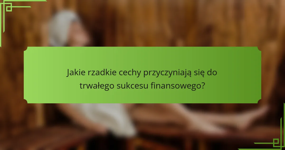 Jakie rzadkie cechy przyczyniają się do trwałego sukcesu finansowego?