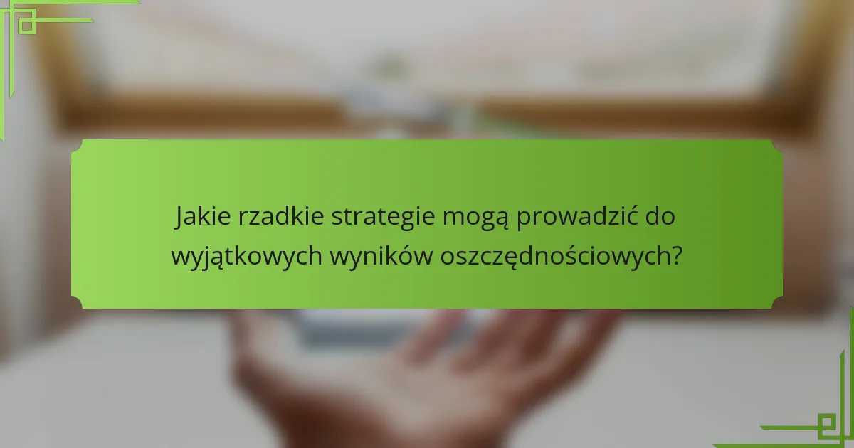 Jakie rzadkie strategie mogą prowadzić do wyjątkowych wyników oszczędnościowych?