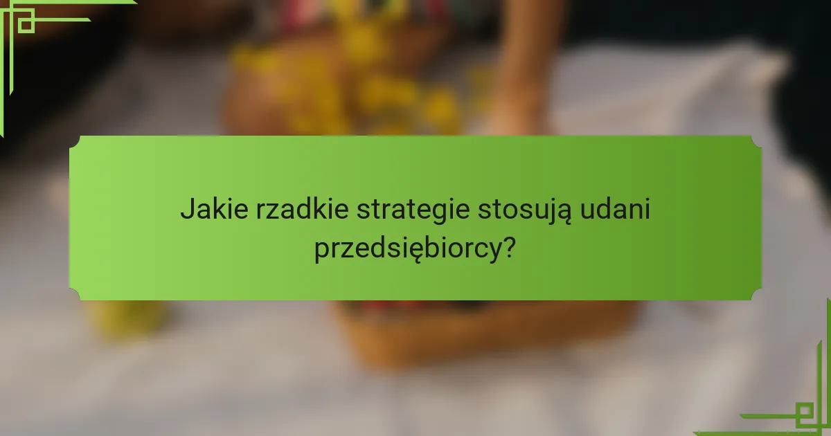 Jakie rzadkie strategie stosują udani przedsiębiorcy?