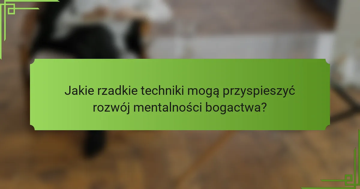 Jakie rzadkie techniki mogą przyspieszyć rozwój mentalności bogactwa?