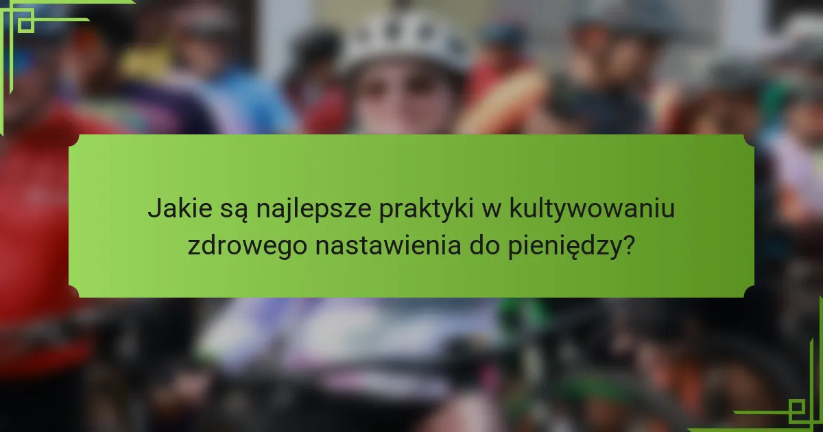 Jakie są najlepsze praktyki w kultywowaniu zdrowego nastawienia do pieniędzy?