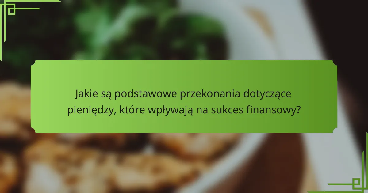 Jakie są podstawowe przekonania dotyczące pieniędzy, które wpływają na sukces finansowy?