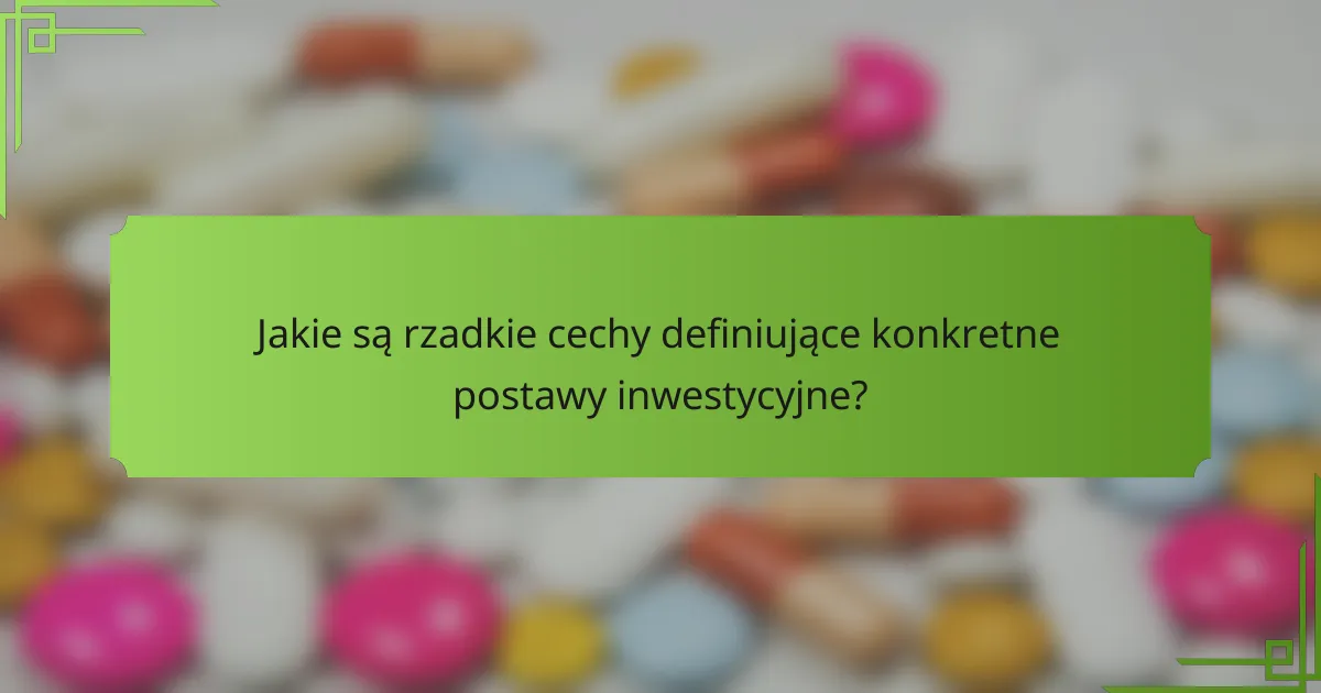 Jakie są rzadkie cechy definiujące konkretne postawy inwestycyjne?