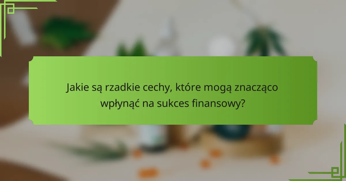 Jakie są rzadkie cechy, które mogą znacząco wpłynąć na sukces finansowy?
