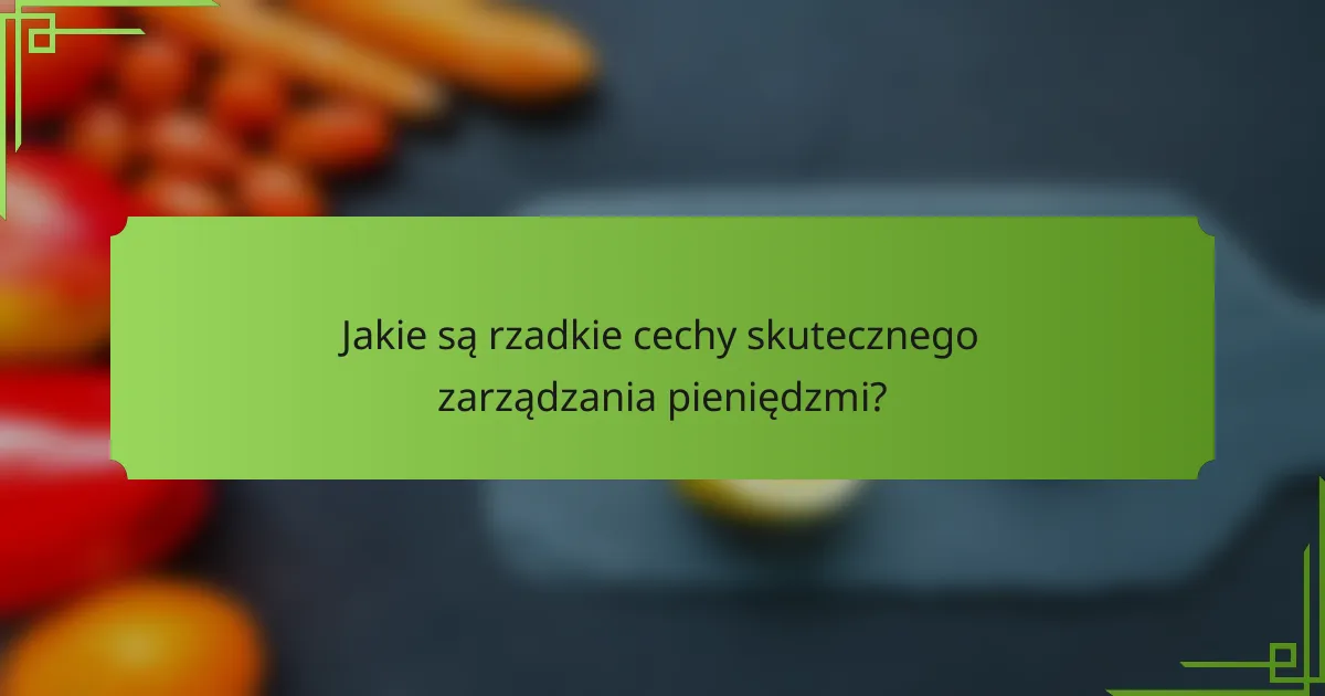 Jakie są rzadkie cechy skutecznego zarządzania pieniędzmi?