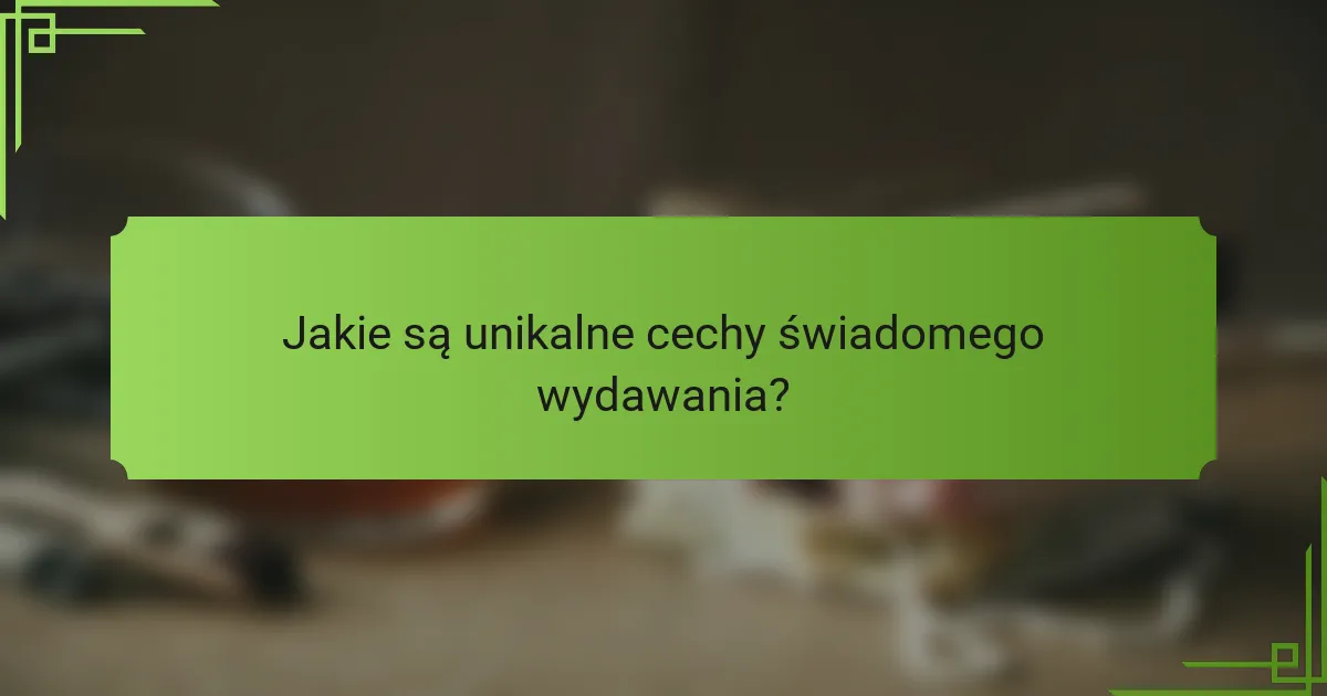 Jakie są unikalne cechy świadomego wydawania?