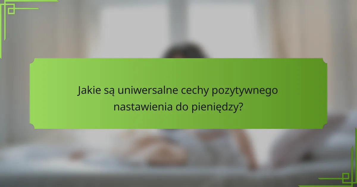 Jakie są uniwersalne cechy pozytywnego nastawienia do pieniędzy?