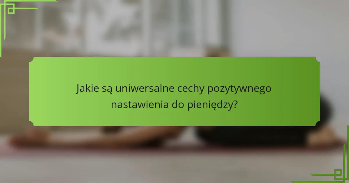 Jakie są uniwersalne cechy pozytywnego nastawienia do pieniędzy?