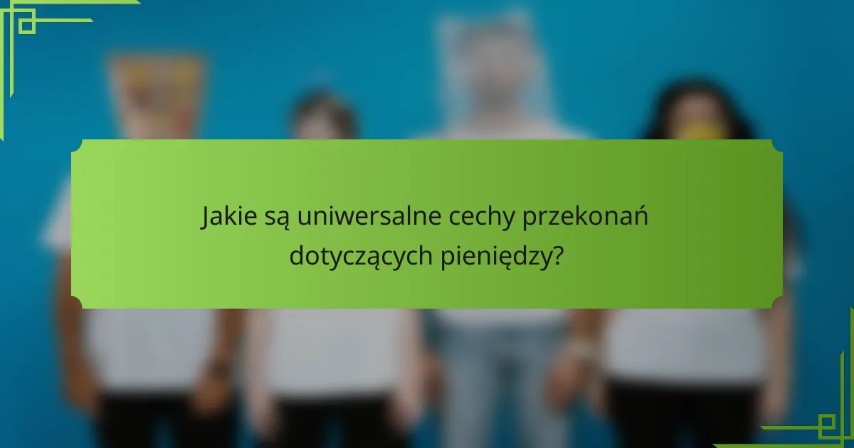 Jakie są uniwersalne cechy przekonań dotyczących pieniędzy?