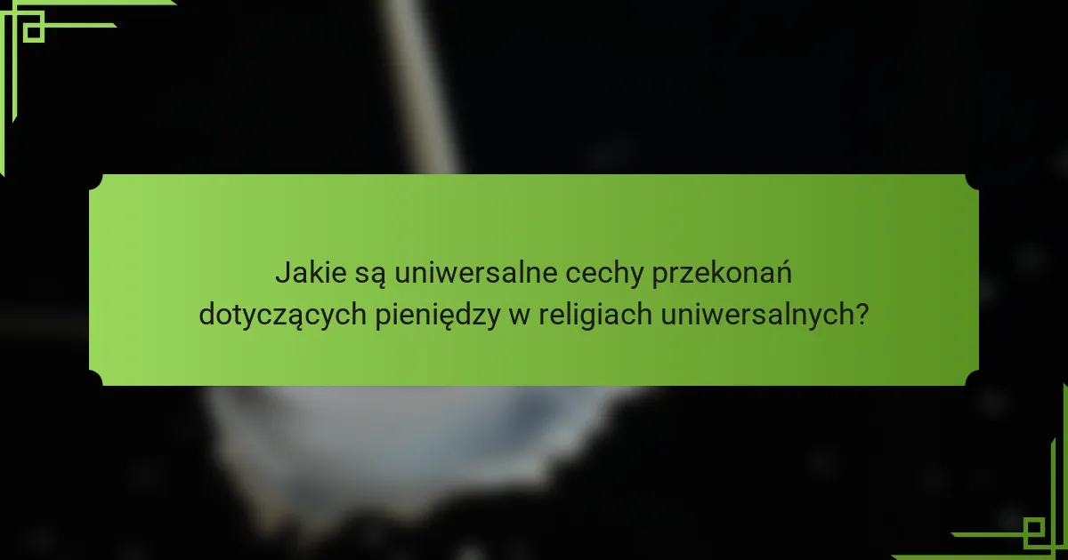Jakie są uniwersalne cechy przekonań dotyczących pieniędzy w religiach uniwersalnych?