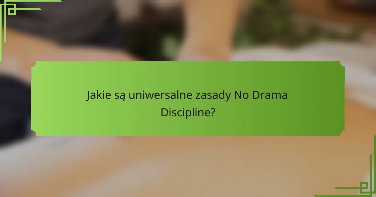 Jakie są uniwersalne zasady No Drama Discipline?