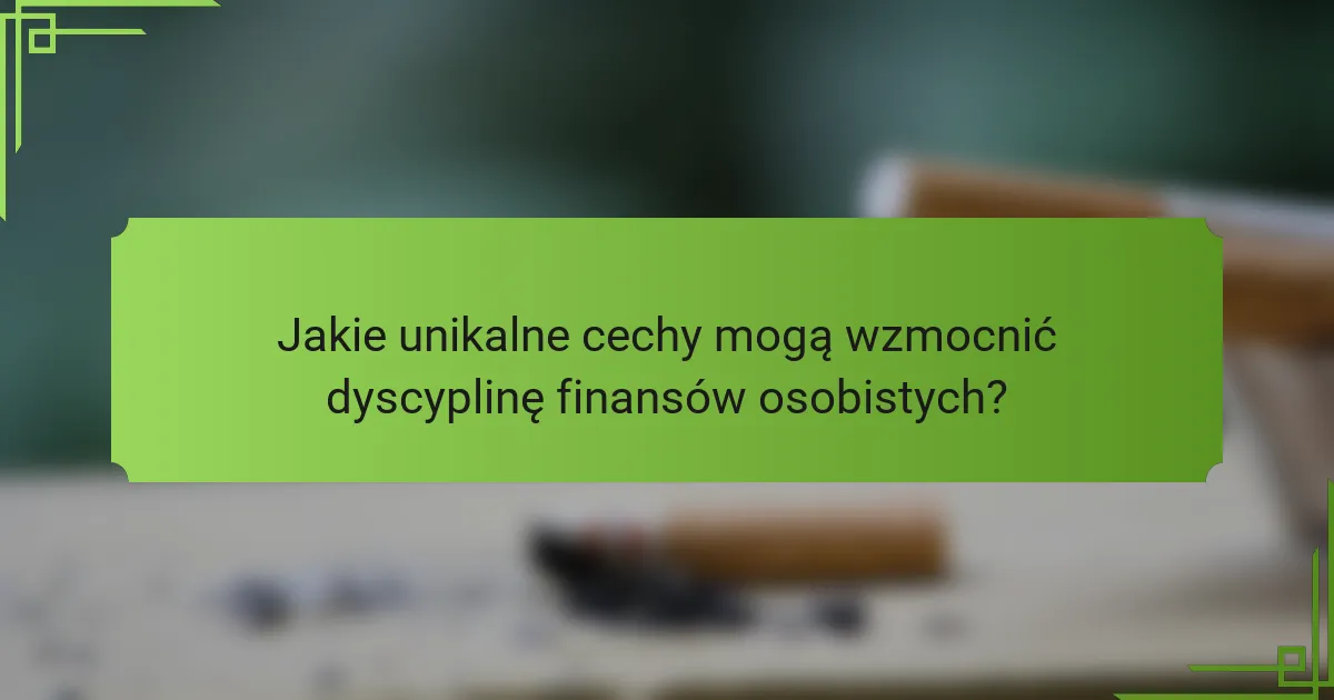Jakie unikalne cechy mogą wzmocnić dyscyplinę finansów osobistych?