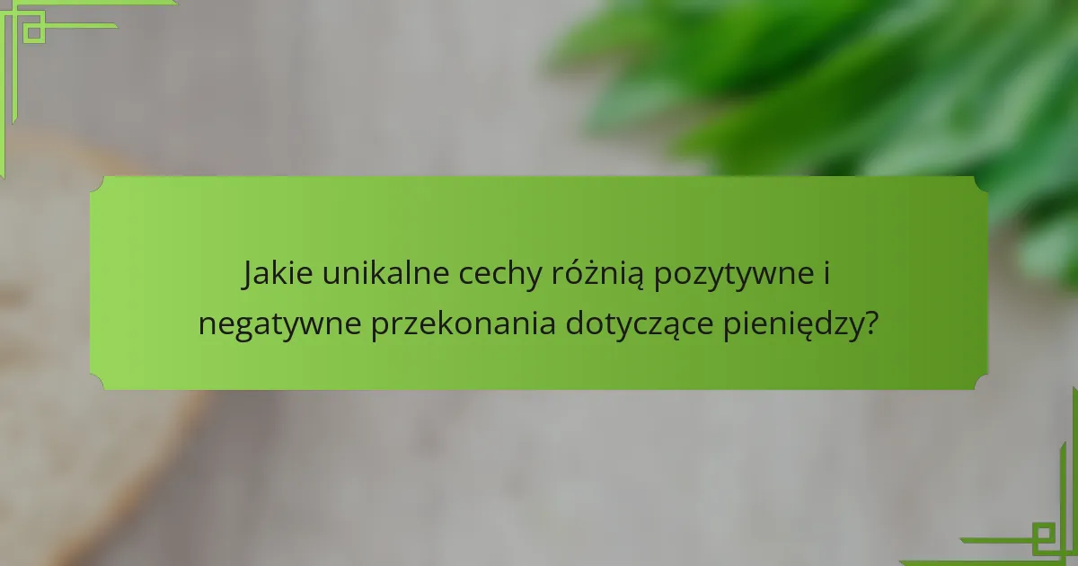 Jakie unikalne cechy różnią pozytywne i negatywne przekonania dotyczące pieniędzy?