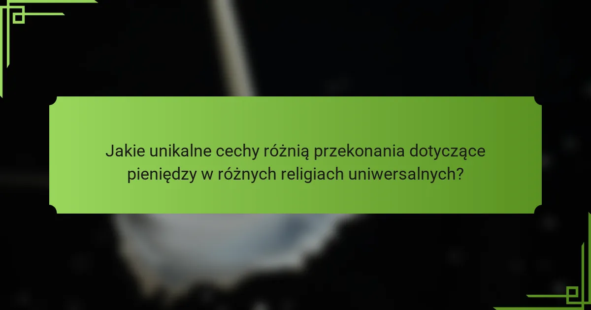 Jakie unikalne cechy różnią przekonania dotyczące pieniędzy w różnych religiach uniwersalnych?