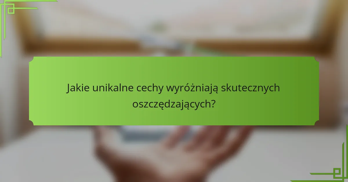 Jakie unikalne cechy wyróżniają skutecznych oszczędzających?