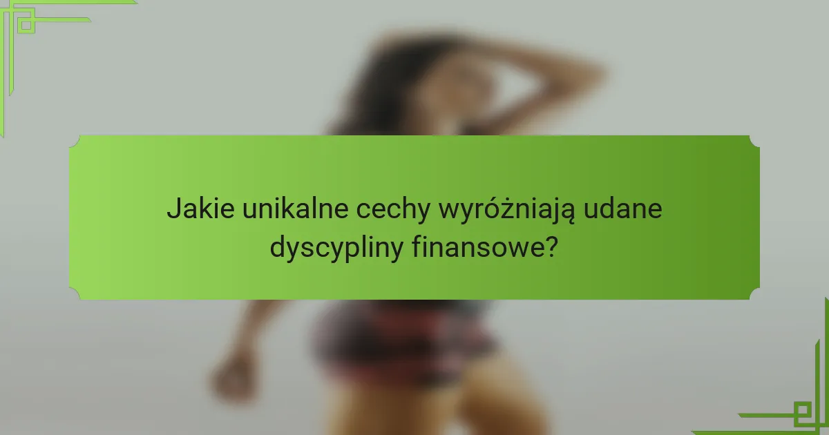 Jakie unikalne cechy wyróżniają udane dyscypliny finansowe?