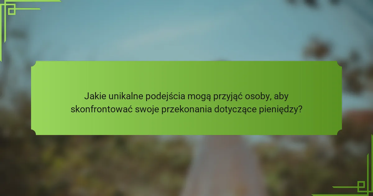 Jakie unikalne podejścia mogą przyjąć osoby, aby skonfrontować swoje przekonania dotyczące pieniędzy?
