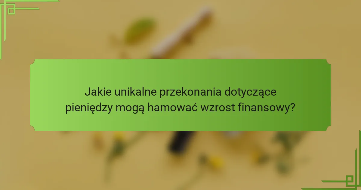 Jakie unikalne przekonania dotyczące pieniędzy mogą hamować wzrost finansowy?