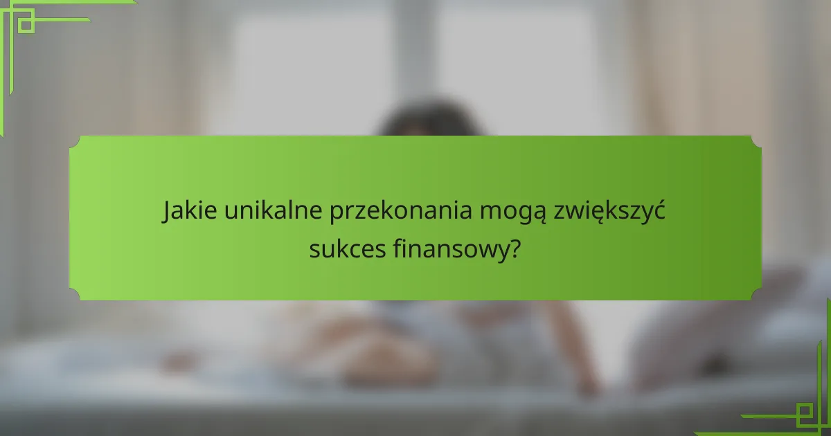 Jakie unikalne przekonania mogą zwiększyć sukces finansowy?