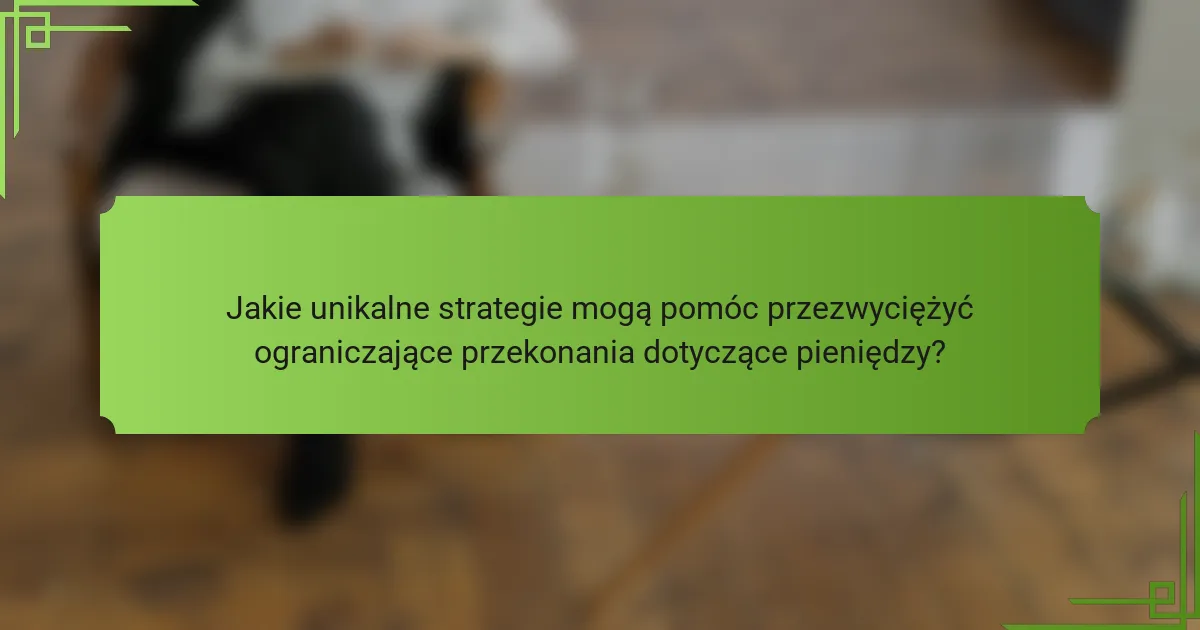 Jakie unikalne strategie mogą pomóc przezwyciężyć ograniczające przekonania dotyczące pieniędzy?