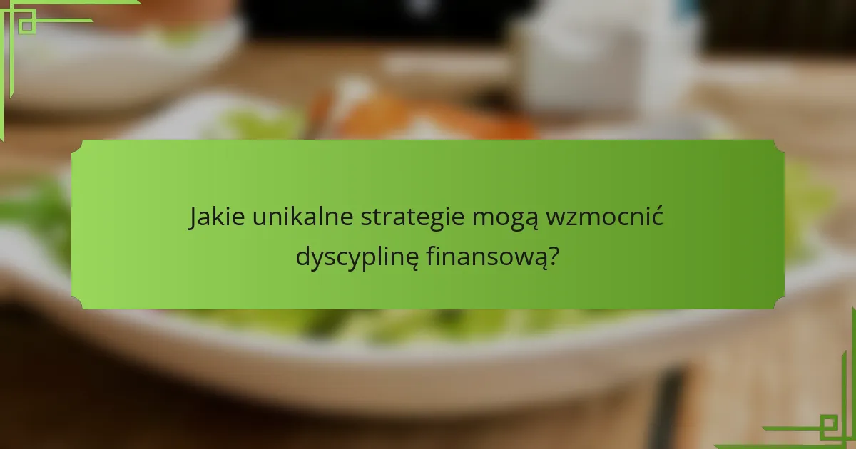 Jakie unikalne strategie mogą wzmocnić dyscyplinę finansową?